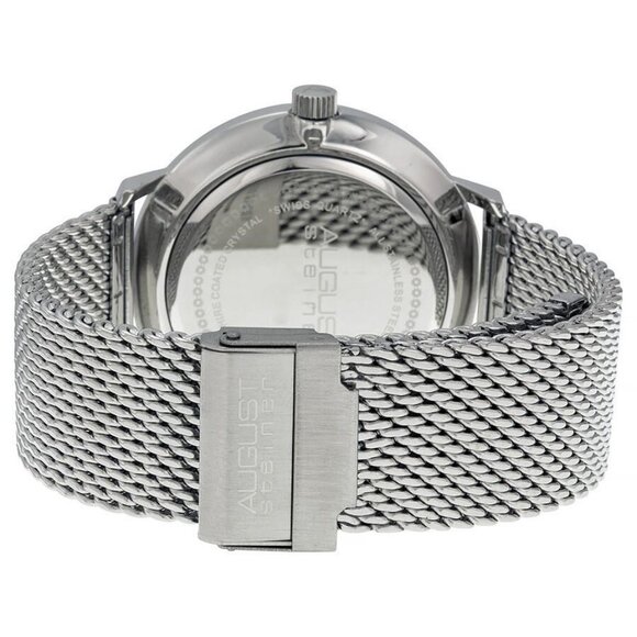 NWT Authentic August Steiner Cream Dial Stainless Steel Mesh Men's Watch - Picture 3 of 4